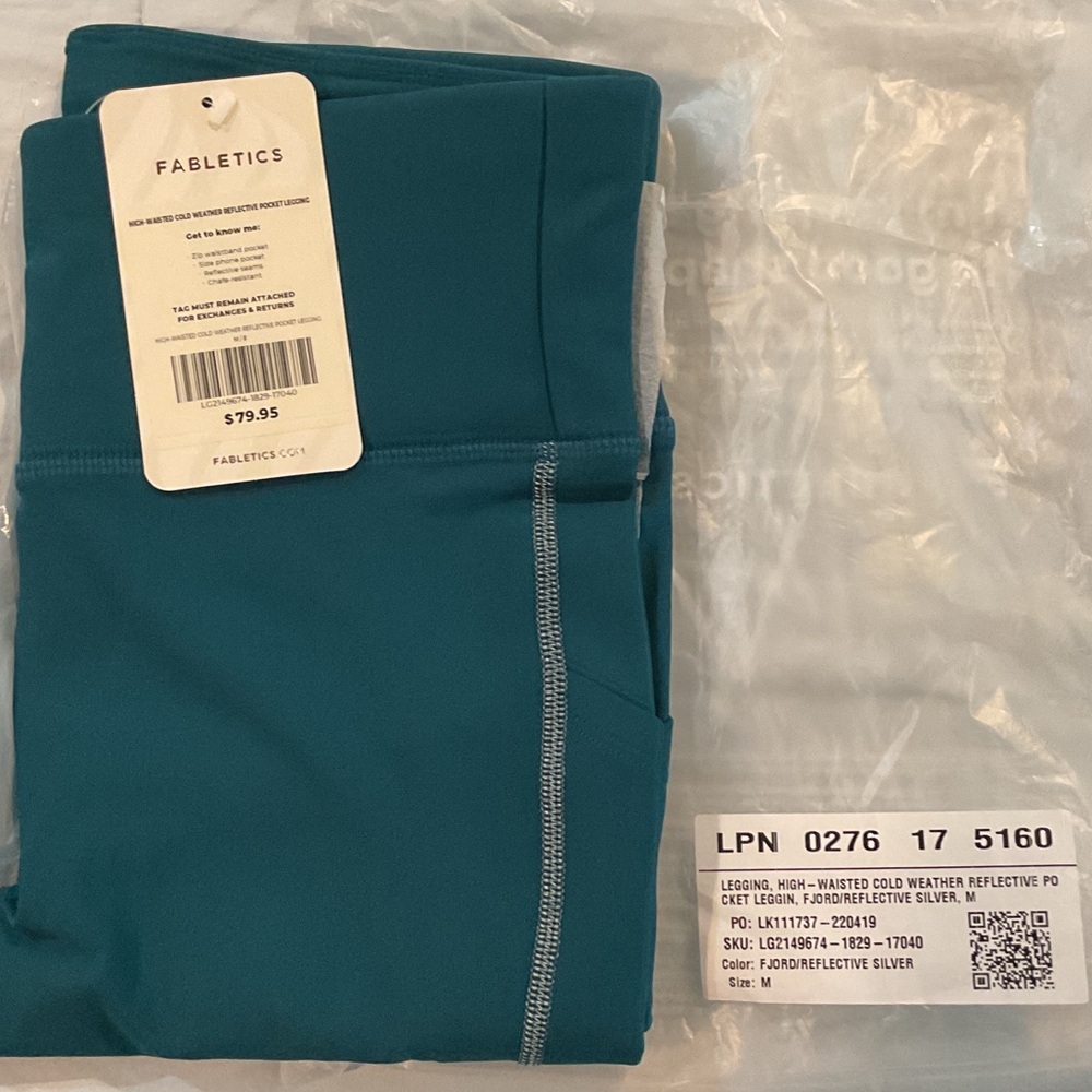 Fabletics Teal Cold Weather Leggings